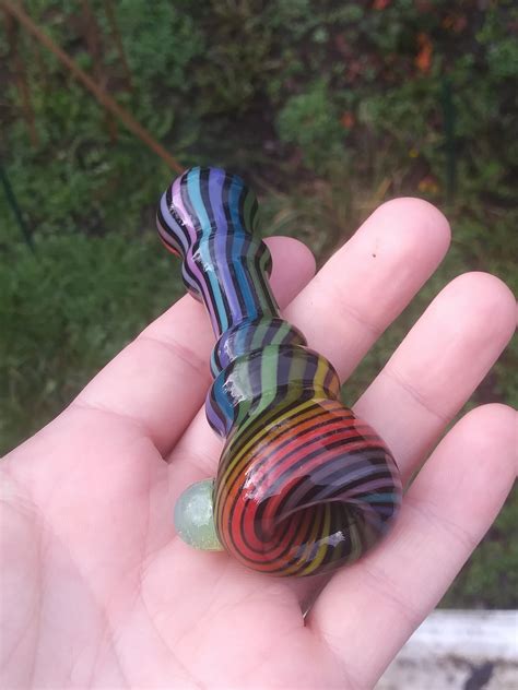 Rainbow Glass Chillum Pipe on Black | Etsy