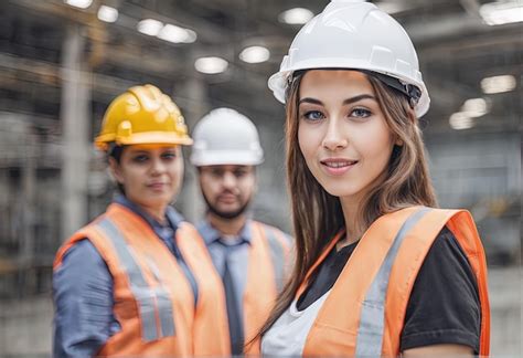 Premium Photo | Female engineer in safety helmet with crossed arms ...