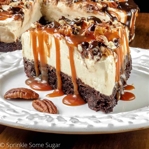 No-Bake Caramel Turtle Cheesecake - Sprinkle Some Sugar