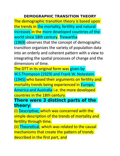 Demographic Transition Theory - DEMOGRAPHIC TRANSITION THEORY The ...