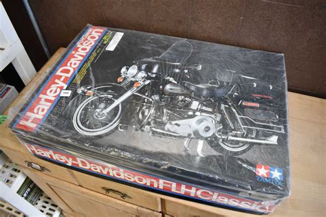 Unassembled plastic model kit of a FLH Classic Harley Davidson in a ...