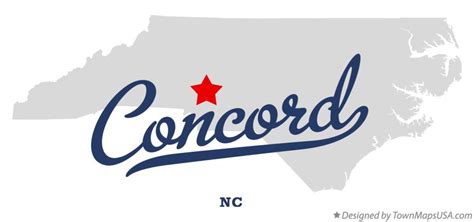 Map of Concord, Cabarrus County, NC, North Carolina