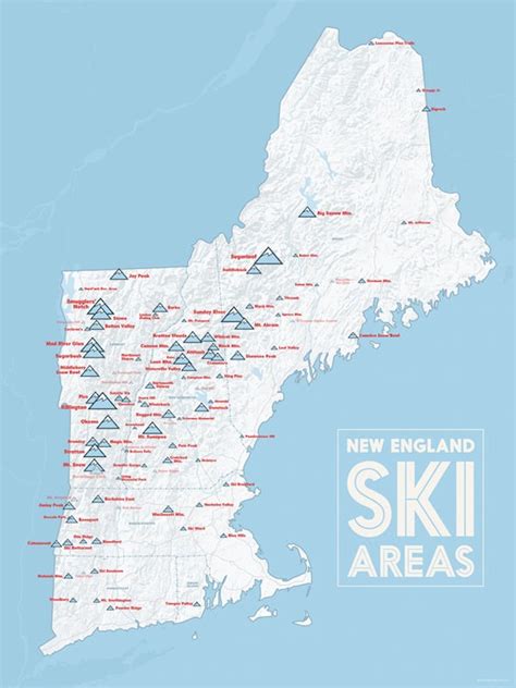 New England Ski Resorts Map 18x24 Poster by BestMapsEver on Etsy