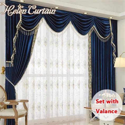 Aliexpress.com : Buy Helen Curtain Set Luxury Velvet Royalblue Curtains For Living Room European ...