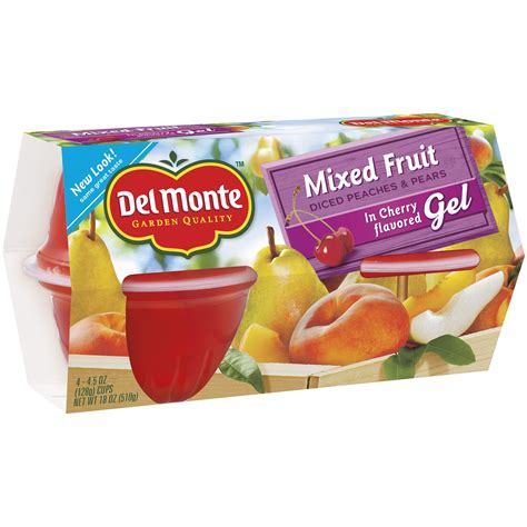 Del Monte™ Mixed Fruit Cups in Cherry Flavored Gel 4-4.5 oz. Cups | La ...