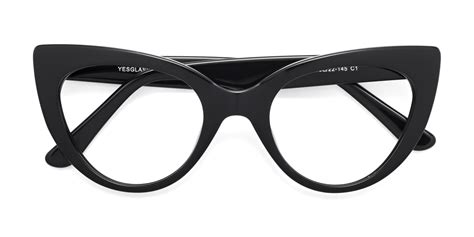 Black Retro-Vintage Acetate Cat-Eye Eyeglasses - Tiesi