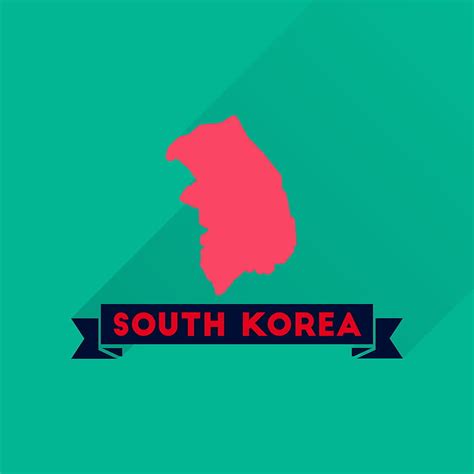 Flat icon with long shadow Map South Korea vector ai eps | UIDownload