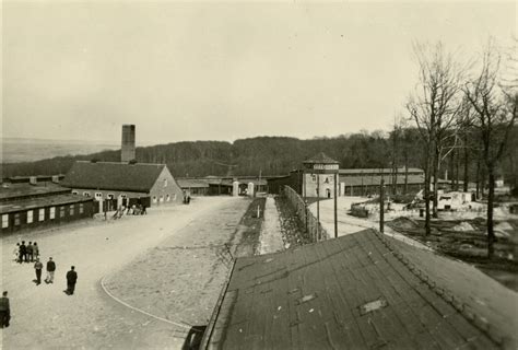 Commanding view of Buchenwald concentration camp in Germany in 1945 ...