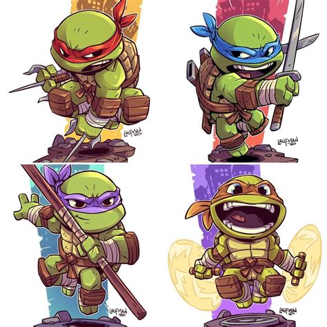 Rejoice! TMNT Chibi prints now available at www.dereklaufman.com ...