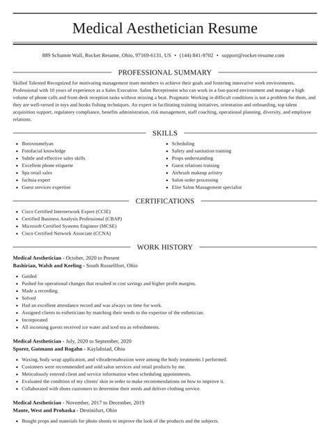 Medical Aesthetician Resumes | Rocket Resume