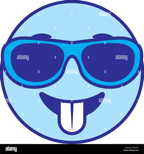 emoticon cartoon face tongue out sunglasses blue Stock Vector Image & Art - Alamy