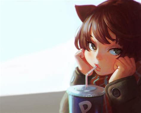 Cute Anime Girl Drinking Coffee Wallpapers - Wallpaper Cave