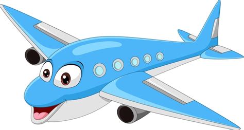 Desenho animado sorridente mascote do avião | Vetor Premium