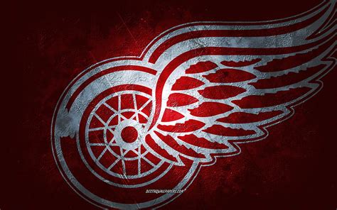 Detroit Red Wings, American hockey team, red stone background, Detroit ...