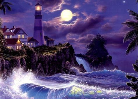 Lighthouse ocean moonlight pictures | WILD STORM, CLOUDS, LIGHTHOUSE, MOON, OCEAN, SKY, STORM ...