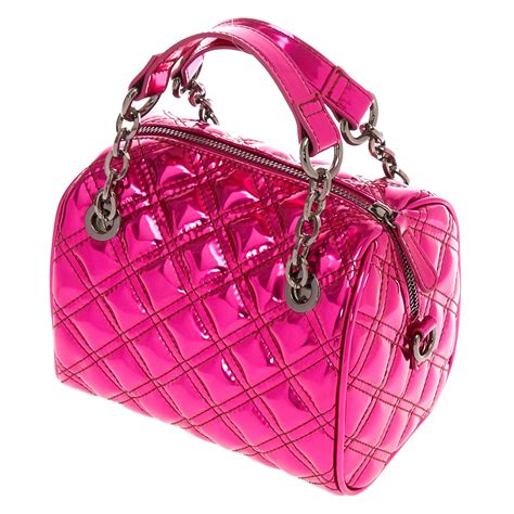 Metallic Pink Quilted Mini Crossbody Duffle Bag | Claire's US