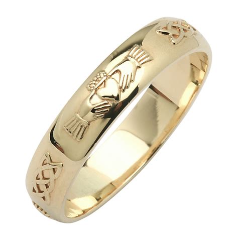 Claddagh & Celtic Knot Yellow Gold Wedding Band - Claddagh Wedding Rings - Rings from Ireland