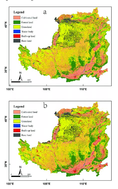 Land use map of the Loess Plateau in (a) 2000 and (b) 2018. Land use... | Download Scientific ...