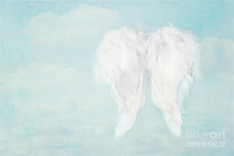 White angel wings on blue sky background Photograph by Anna-Mari West ...