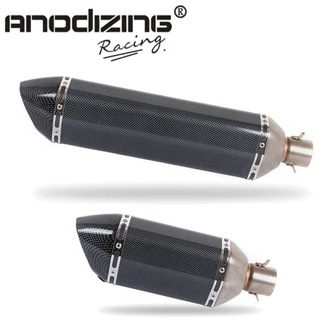 Motorcycle Exhaust Universal ID: 51mm Length: 570mm Stainless Steel Carbon Fiber Face Motorbike ...