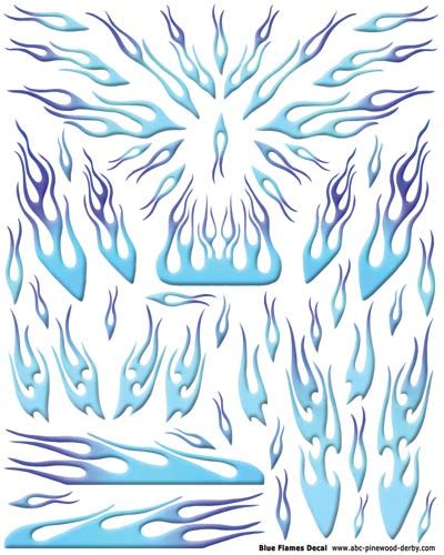 Blue Flames Decal for Pinewood Derby Cars 820538005120 | eBay