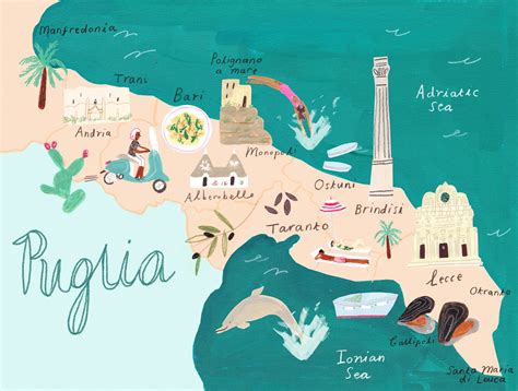 Illustrated Map of Puglia — Lucia Vinti Illustration