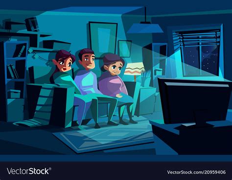 Watching Tv At Night Clipart