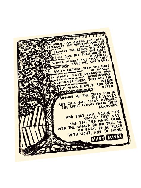 When I Am Among the Trees, Mary Oliver Poem, Literary Art, Nature Print, Nature Wall Art, Nature ...