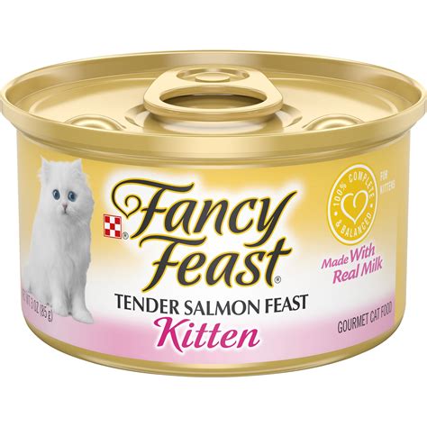 Fancy Feast Grain Free Pate Wet Kitten Food, Tender Salmon Feast, 3 oz. Can - Walmart.com ...