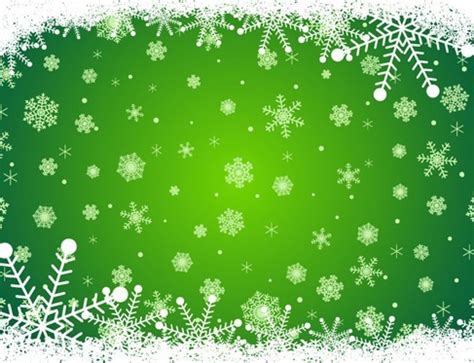 Green Christmas Background with Snowflakes Free Vector Download ...