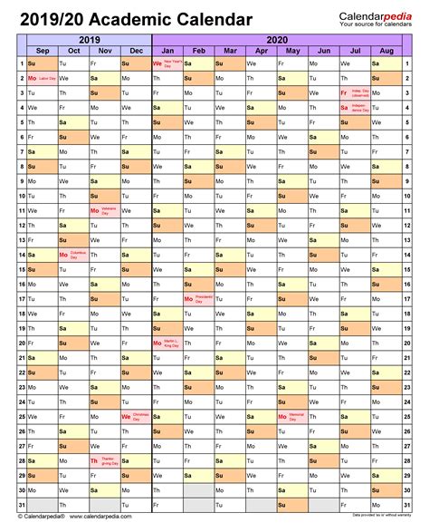 Academic Calendars 2019/2020 - Free Printable Excel templates