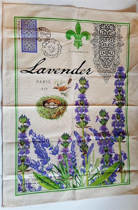 MICHEL DESIGN WORKS Tea Towel Lavender Kitchen Towel Paris 1878 Dishcloth Dish Towel / Pictorial ...