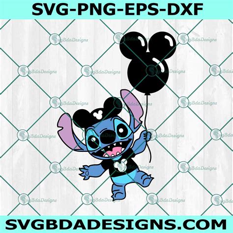 Stitch Mickey Balloon Disneyland SVG, Stitch Mickey Svg - SvgBdaDesigns