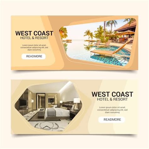 Free Vector | Flat hotel banner template with photo