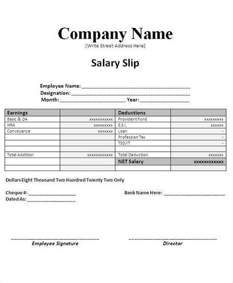 Salary Slip Template | 20+ MS Word, Excel & PDF Formats