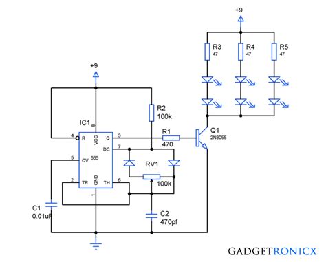 PWM LED dimmer circuit using IC 555 - Gadgetronicx