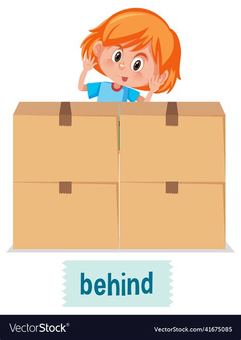 Preposition of place with cartoon girl and a box Vector Image