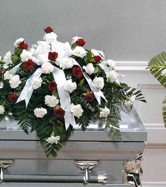 Basic Funerals Casket Spray Red and White – Director Flowers