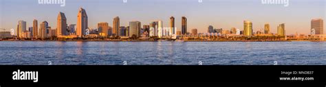 Sunset San Diego Skyline - A panoramic sunset view of waterfront ...