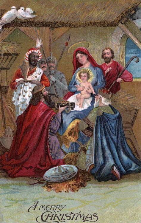 A Merry Christmas - Nativity Scene - Vintage Holiday Art (6 Sizes Art Prints, Giclees, Posters ...