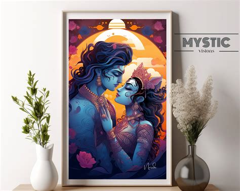 Radha Krishna, Digital Download, Hindu Wall Art, Hindu God Art, Radha ...