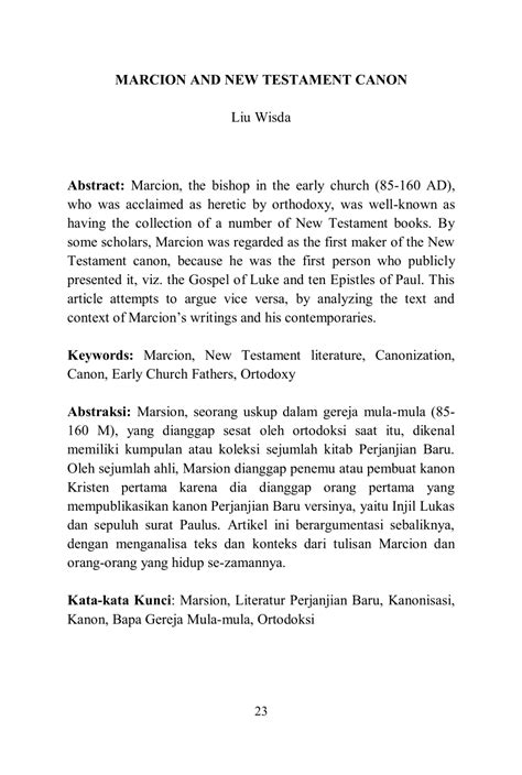 (PDF) MARCION AND NEW TESTAMENT CANON