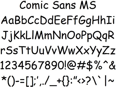 Font Alphabet Styles: Comic Sans MS