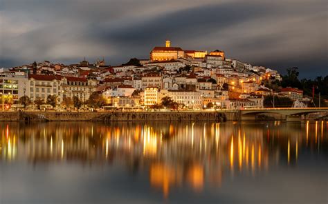 Download wallpapers Coimbra, Mondego River, evening, sunset, beautiful ...