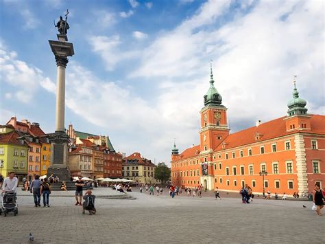 Historic Castle Square in Warsaw, Poland, with Sigismund's Column