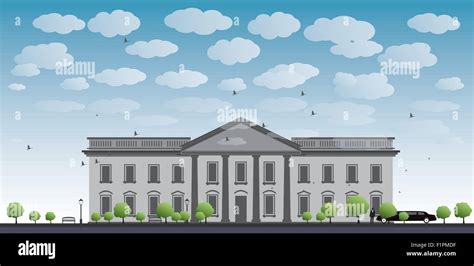 White House Washington DC with Black Silhouette of man and car Vector ...