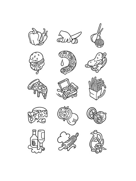 Funky food icon set on Behance