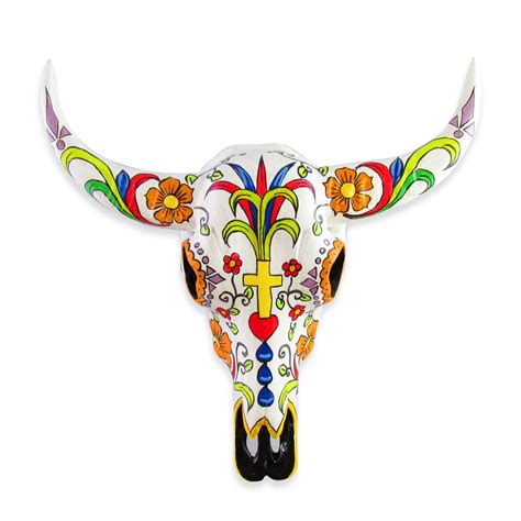 28cm Hand Painted COW Skull Wall ART Made OF Resin Sugar Skull | eBay