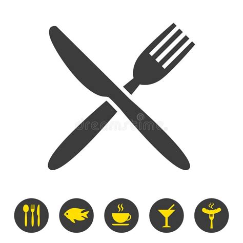 Knife and Fork Icon on White Background. Stock Illustration - Illustration of breakfast, place ...