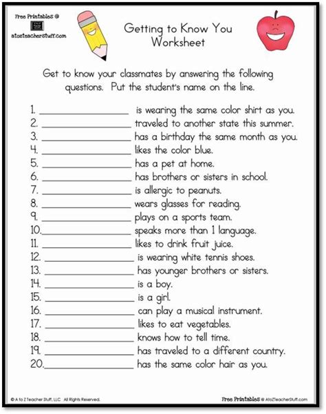 Getting to Know You Worksheet | Getting to know you, Get to know you activities, Worksheets for kids